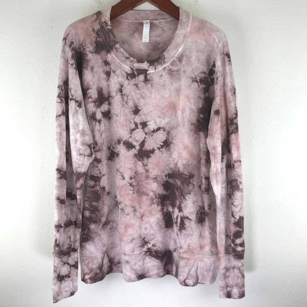 Glyder Tie Dye Sweatshirt Mauve Brown Limitless Movement Pullover 1X Soft Goth